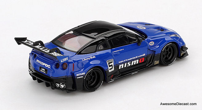 LB-Silhouette Works GT Nissan 35GT-RR #5, Blue 1:64 Diecast Model Car by Mini GT