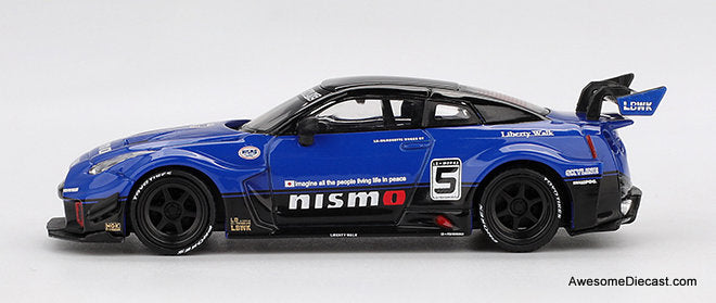 LB-Silhouette Works GT Nissan 35GT-RR #5, Blue 1:64 Diecast Model Car by Mini GT