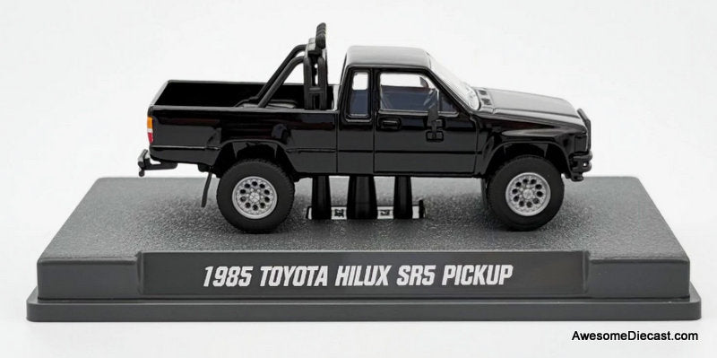 1985 Toyota Hilux SR5 Pick-Up, Black 1:64 Diecast Model Car by Majorette
