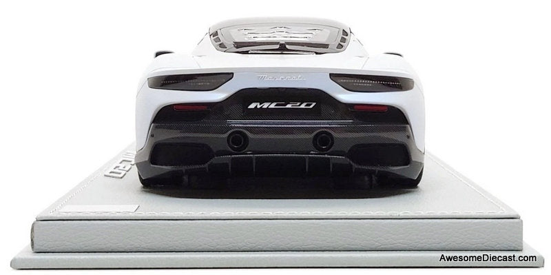 Maserati MC20, Bianco Audace White 1:18 Resin Cast Model Car by BBR