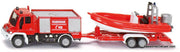 Mercedes Unimog Fire Engine w/Boat (Tel 112) 1:87 Diecast Model Vehicle by Siku