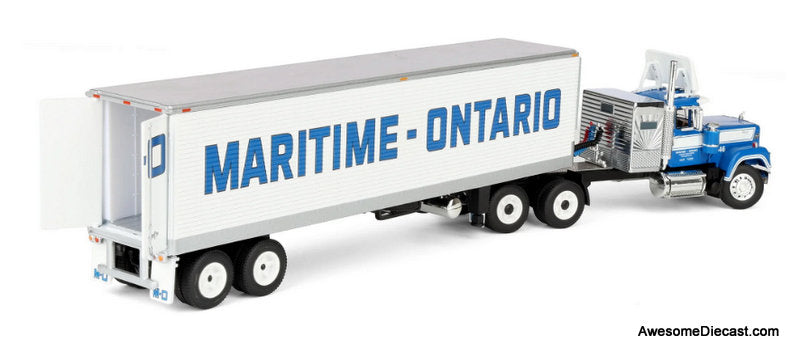 Mack Super-Line Sleeper Tractor  w/40ft Vintage Reefer Trailer: Maritime-Ontario 1:64 Diecast Model Truck DCP by FG
