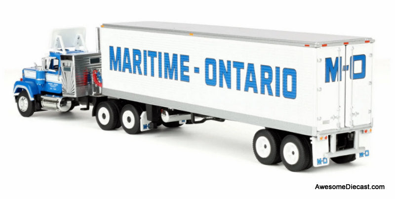 Mack Super-Line Sleeper Tractor  w/40ft Vintage Reefer Trailer: Maritime-Ontario 1:64 Diecast Model Truck DCP by FG