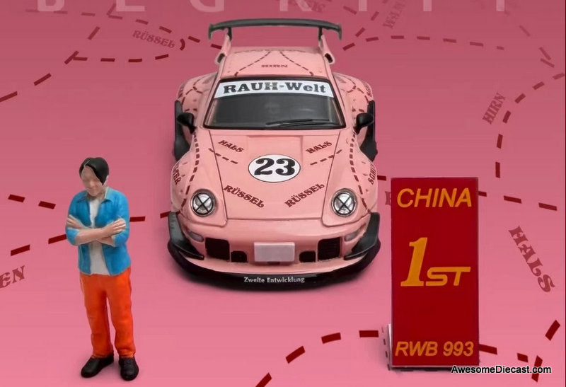 Porsche 993 RWB Pink Pig w/Figure 1:64 Diecast Model Car by Model M