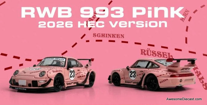 Porsche 993 RWB Pink Pig w/Figure 1:64 Diecast Model Car by Model M