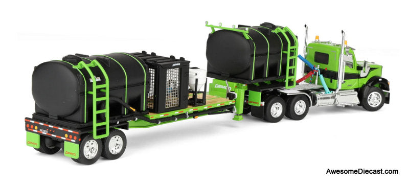 Kenworth W990 Day Cab w/DEMCO Liquid Fertilizer Tender Trailer, Green/Black 1:64 Diecast Model Truck DCP by FG