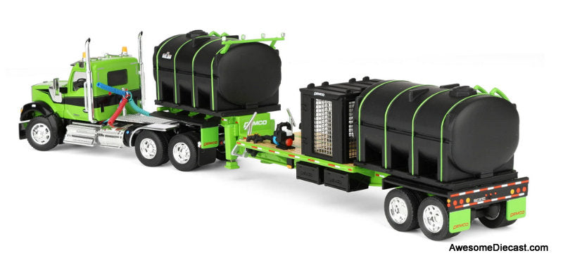 Kenworth W990 Day Cab w/DEMCO Liquid Fertilizer Tender Trailer, Green/Black 1:64 Diecast Model Truck DCP by FG