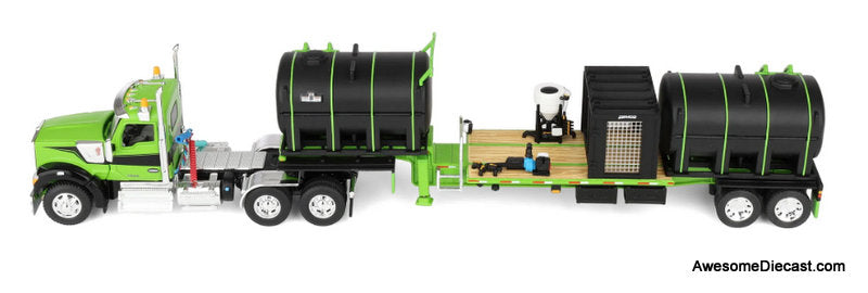 Kenworth W990 Day Cab w/DEMCO Liquid Fertilizer Tender Trailer, Green/Black 1:64 Diecast Model Truck DCP by FG