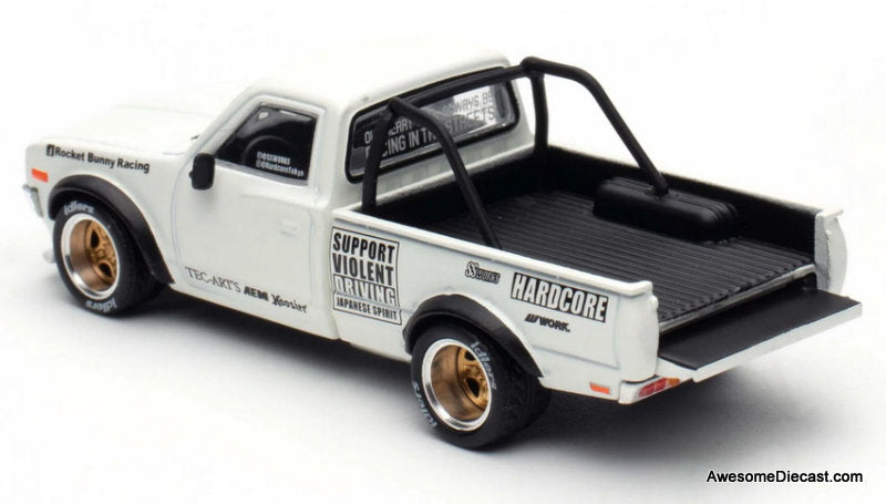Datsun Pandem 620 Pickup Truck, White 1:64 Diecast Model Truck by Pop Race