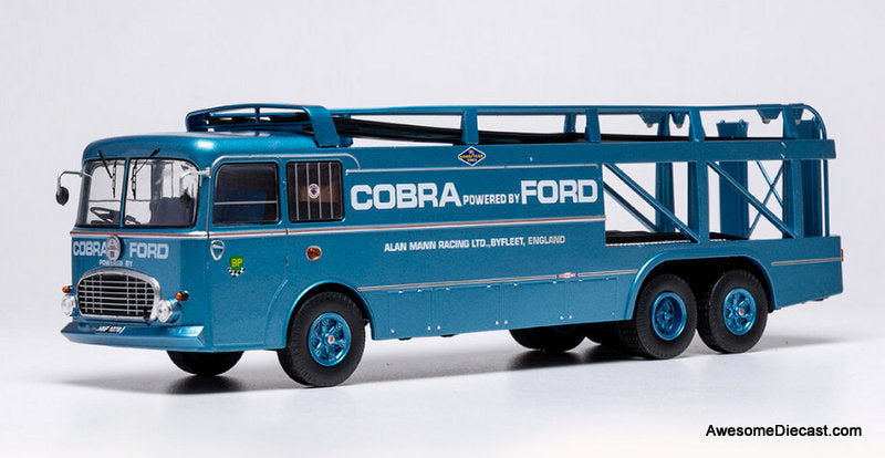 1956 Fiat Series 306-2 Bartoletti Race Car Transporter "Cobra Powered by Ford" 1:43 Diecast Model Truck by IXO