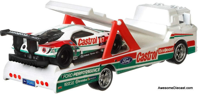 Hot Wheels Team Transport Castrol 2016 Ford GT Race &  Ford C-800 1:64 Diecast Model Vehicles by Hot Wheels