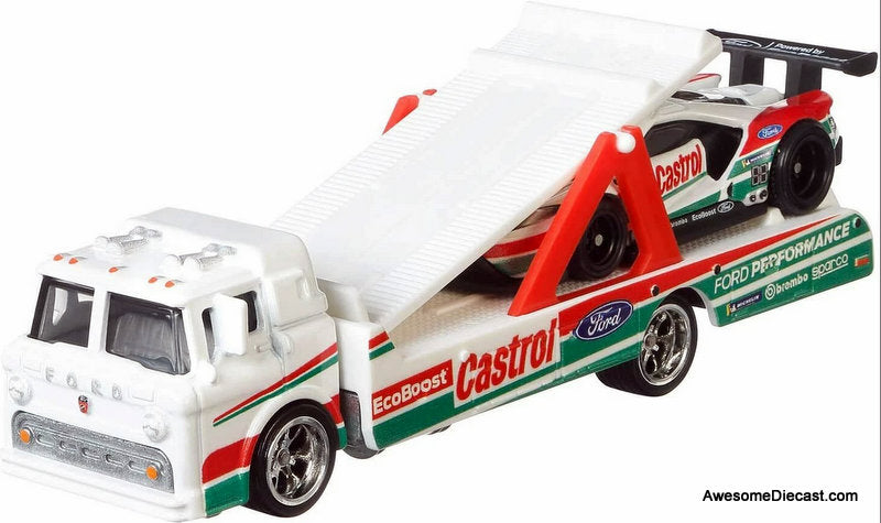 Hot Wheels Team Transport Castrol 2016 Ford GT Race &  Ford C-800 1:64 Diecast Model Vehicles by Hot Wheels