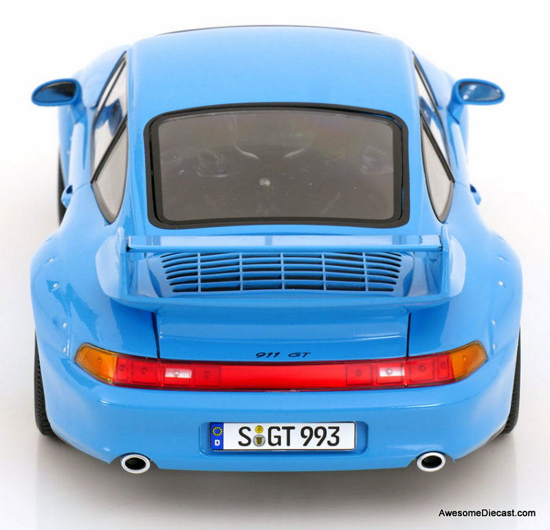 KK Scale Porsche 911 993 GT2 ブルー 1996 Porsche 911 (993) GT2, Light Blue 1:18 Diecast Model Car by