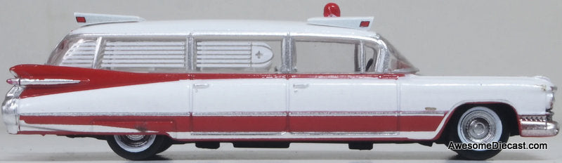 1959 Cadillac Miller-Meteor Ambulance 1:87 Diecast Model Ambulance by Oxford Diecast