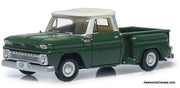 1965 Chevrolet Stepside Pickup, Dark Green/Ivory 1:87 Diecast Model Truck by Oxford Diecast