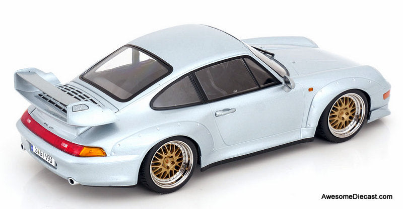 1996 Porsche 911 (993) GT2, Silver 1:18 Diecast Model Car by KK Scale