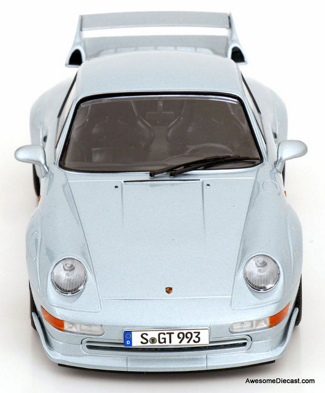 1996 Porsche 911 (993) GT2, Silver 1:18 Diecast Model Car by KK Scale