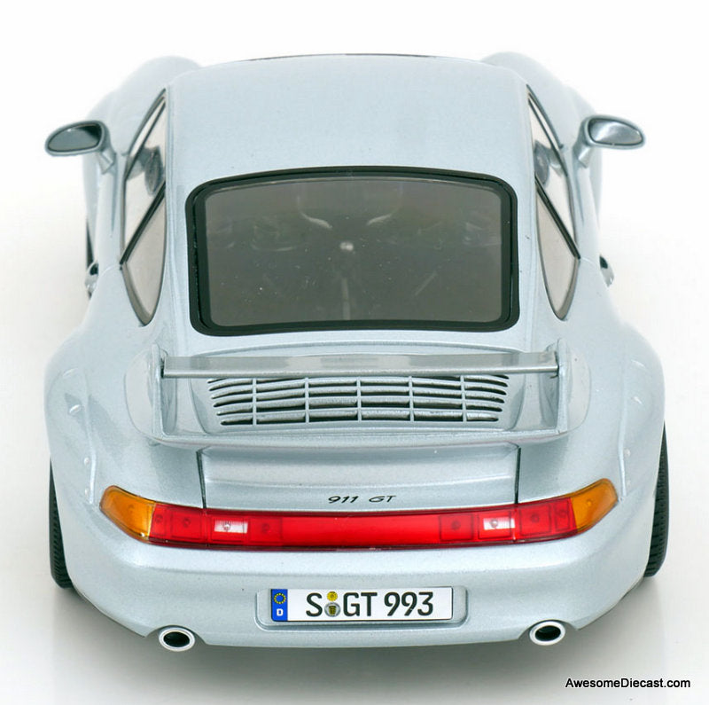 1996 Porsche 911 (993) GT2, Silver 1:18 Diecast Model Car by KK Scale