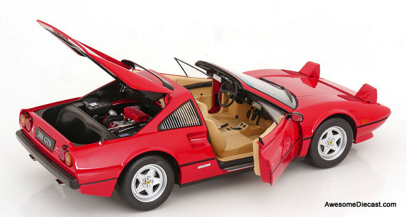 1982 Ferrari 308 GTS QV, (Euro Version) Red: 1:12 Diecast Model Car by KK Scale