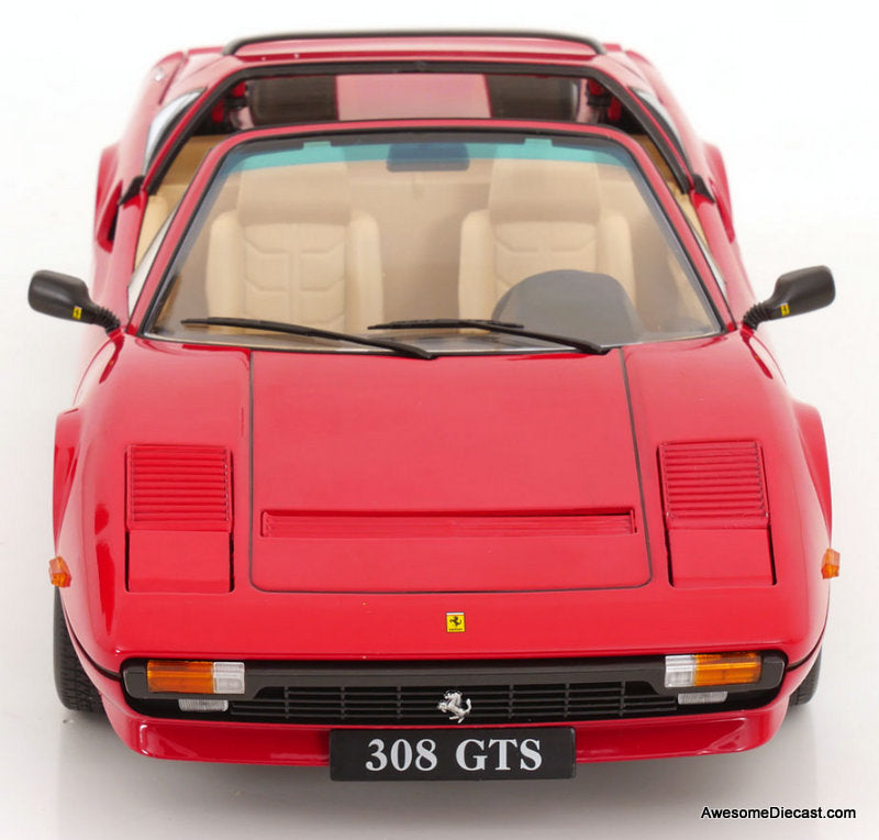 1982 Ferrari 308 GTS QV, (Euro Version) Red: 1:12 Diecast Model Car by KK Scale