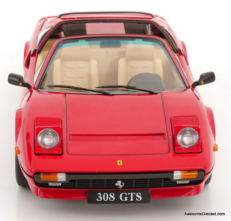 1982 Ferrari 308 GTS QV, (Euro Version) Red: 1:12 Diecast Model Car by KK Scale