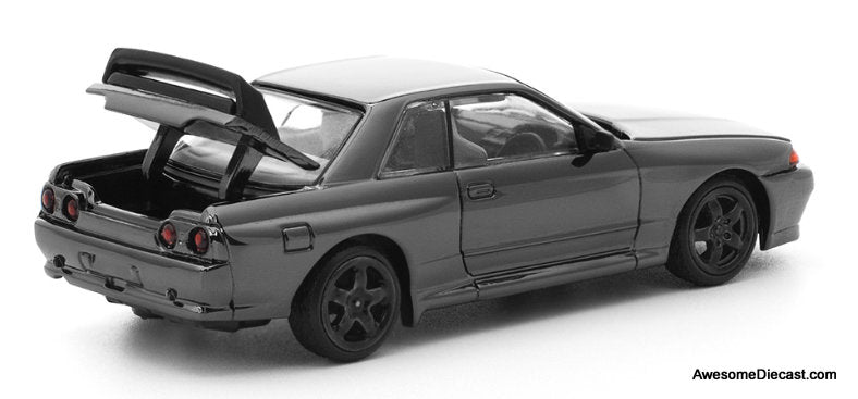 Nissan GT-R R32, Dark Chrome 1:64 Diecast Model Car by Pop Race