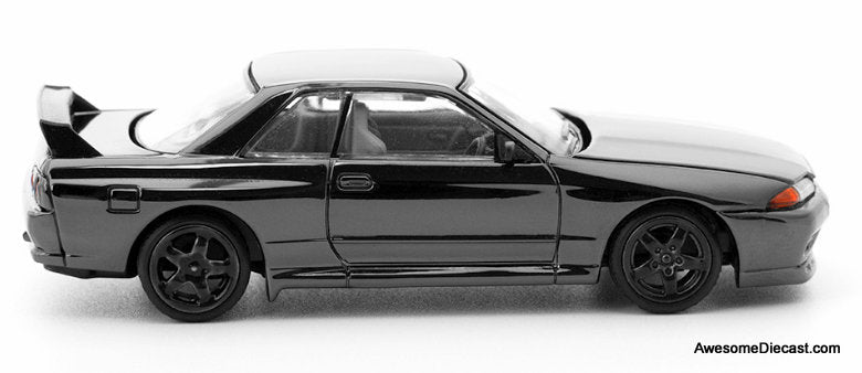 Nissan GT-R R32, Dark Chrome 1:64 Diecast Model Car by Pop Race