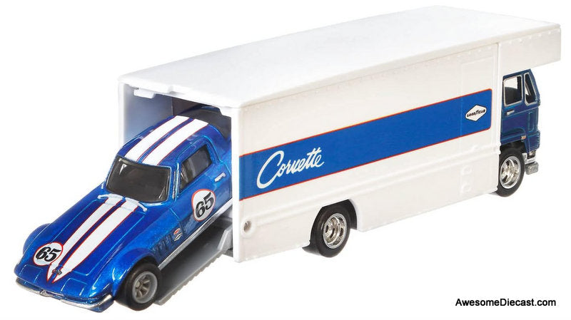 Hot Wheels Premium Team Transport Custom Corvette Stingray Coupe & Fleet Flyer 1:64 Diecast Model Vehicles by Hot Wheels