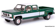 1973 GMC Sierra Grande 3500 Crew Cab Dually, Glenwood Green/Frost White 1:64 Diecast Model Truck by IXO