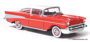 1957 Chevrolet Bel Air, Matador Red/India Ivory 1:64 Diecast Model Car by IXO
