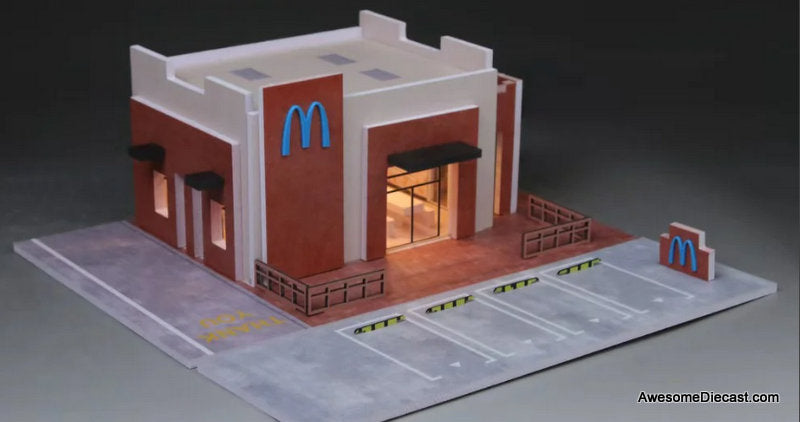 McDonalds Drive Through (Blue Logo) w/Lighting 1:64 Diorama by MoreArt