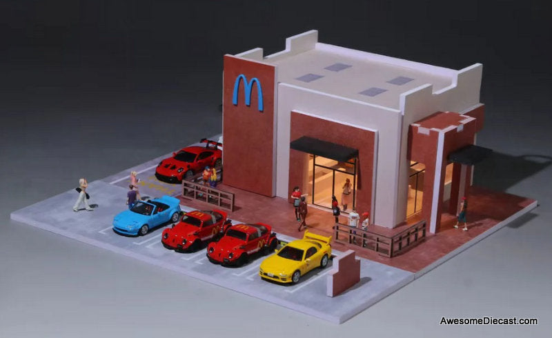 McDonalds Drive Through (Blue Logo) w/Lighting 1:64 Diorama by MoreArt