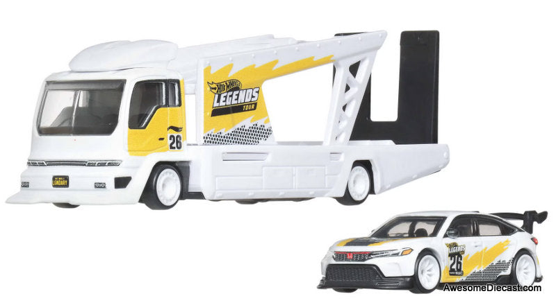 Hot Wheels Legends Team Transport 2024 Honda Civic Type R & Kousoku Hauler 1:64 Diecast Model Vehicles by Hot Wheels