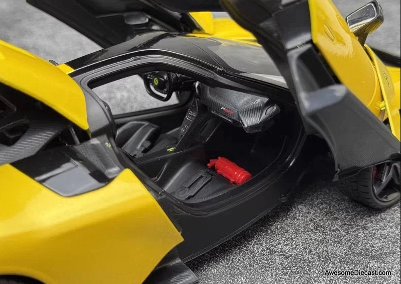 2024 Ferrari F80, Metallic Yellow 1:18 Diecast Model Car by Burago