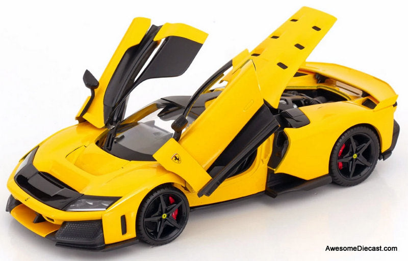2024 Ferrari F80, Metallic Yellow 1:18 Diecast Model Car by Burago