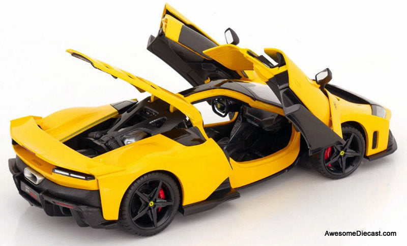 2024 Ferrari F80, Metallic Yellow 1:18 Diecast Model Car by Burago