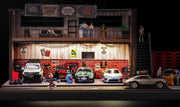 American Style Old Warehouse Repair Shop w/Lighting 1:64 Diorama by Shou Cang