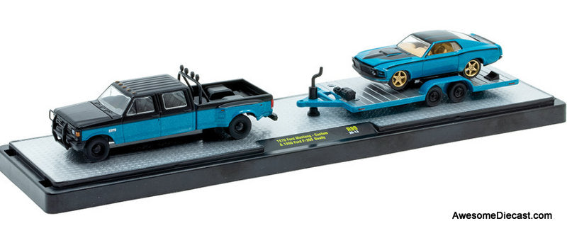 1990 Ford F-350 Dually & 1970 Ford Mustang 1:64 Diecast Model Model Vehicles by M2 Machines