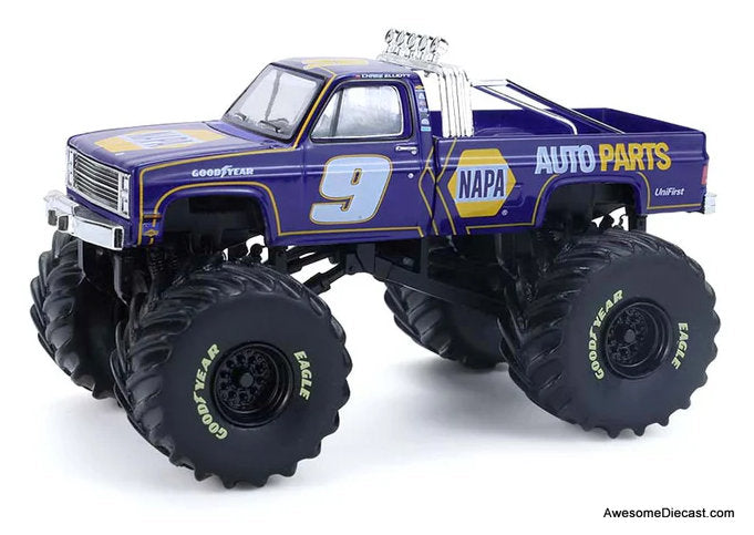 1984 Chevrolet C-20 Monster Truck, Chase Elliott #9 NAPA, Kings of Crunch Hendrick Motorsports Edition 1:64 Diecast Model Truck by Greenlight