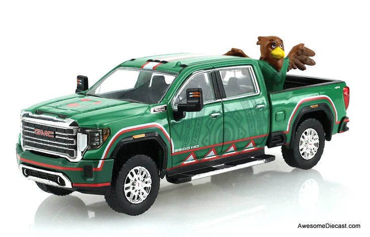 2022 GMC Sierra 3500 HD Mexico Tribute w/Eagle Figurine International Soccer Celebration 26 1:64 Diecast Model Truck by Greenlight