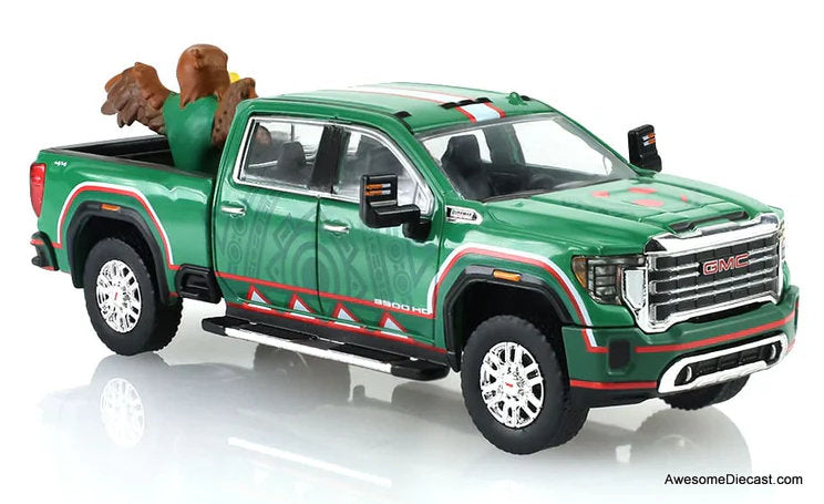 2022 GMC Sierra 3500 HD Mexico Tribute w/Eagle Figurine International Soccer Celebration 26 1:64 Diecast Model Truck by Greenlight