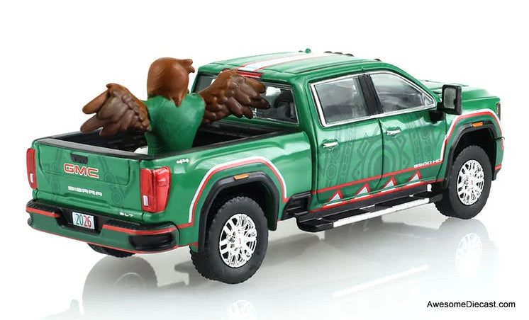 2022 GMC Sierra 3500 HD Mexico Tribute w/Eagle Figurine International Soccer Celebration 26 1:64 Diecast Model Truck by Greenlight