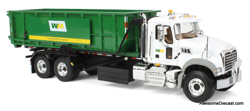 Mack Granite MP Waste Management Garbage Truck w/Roll-off Container 1:34 Diecast Model Truck by First Gear