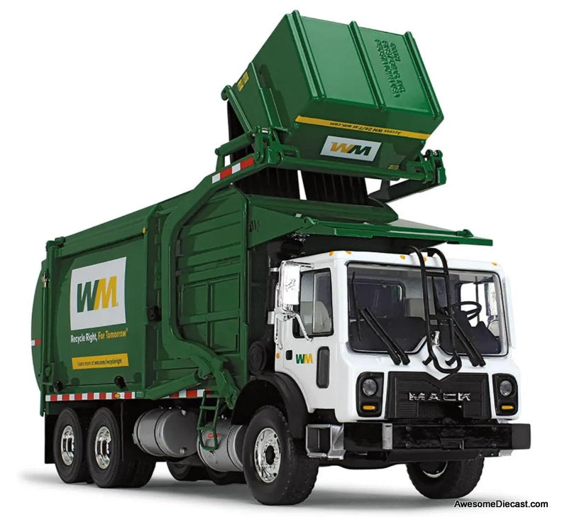Mack TerraPro w/Wittke Front Load Refuse & Bins: Waste Management 1:34 Diecast Model Truck by First Gear