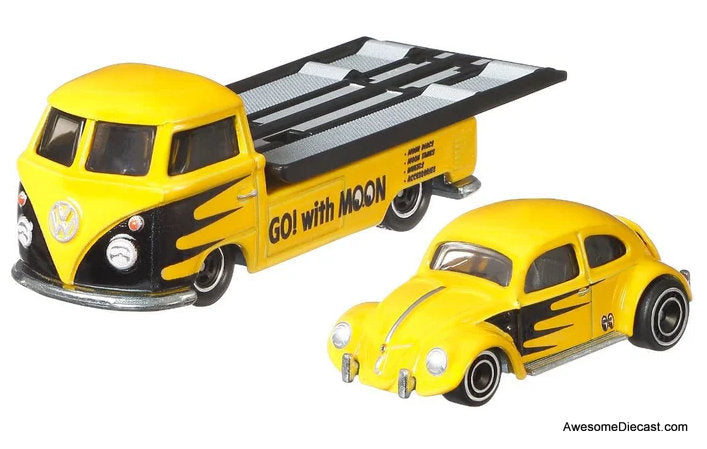 Hot Wheels Premium Team Transport Volkswagen Classic Bug & Volkswagen Transporter T1 Pick Up  1:64 Diecast Model Vehicles by Hot Wheels