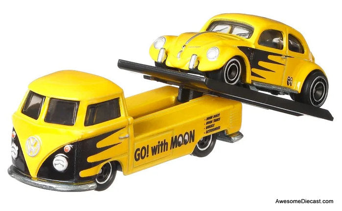 Hot Wheels Premium Team Transport Volkswagen Classic Bug & Volkswagen Transporter T1 Pick Up  1:64 Diecast Model Vehicles by Hot Wheels