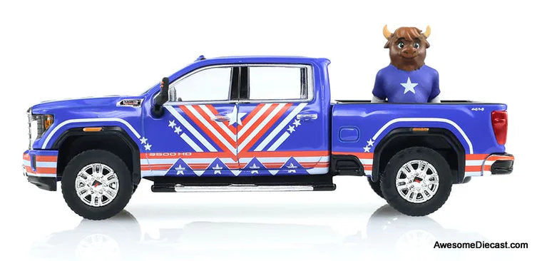 2022 GMC Sierra 3500 HD, USA Tribute w/Bison Figurine International Soccer Celebration 26 1:64 Diecast Model Truck by Greenlight