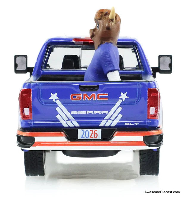 2022 GMC Sierra 3500 HD, USA Tribute w/Bison Figurine International Soccer Celebration 26 1:64 Diecast Model Truck by Greenlight