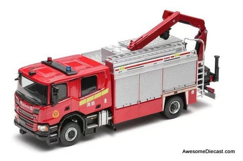 Scania P410 Fire Rescue Truck, Beijing Fire Department 1:64 Diecast Model Fire Truck by Massdi