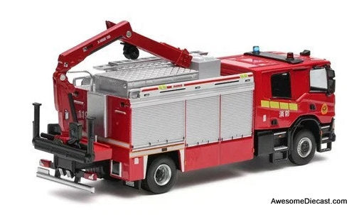 Scania P410 Fire Rescue Truck, Beijing Fire Department 1:64 Diecast Model Fire Truck by Massdi